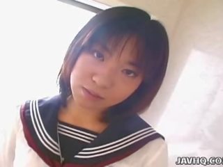 Japanese daughter rino sayaka sucks phallus in the bathroom
